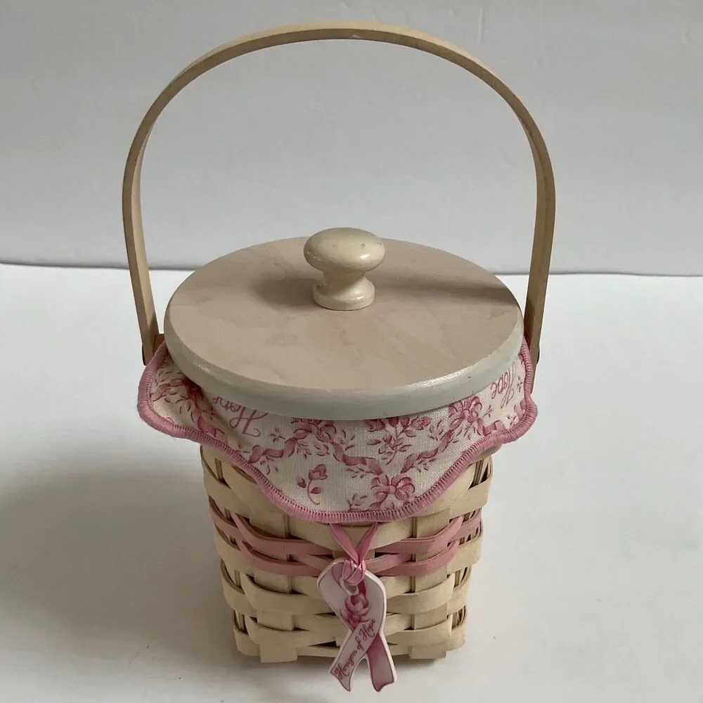 Longaberger 2002 Whitewashed Horizon of Hope Basket Liner Protector Tie On